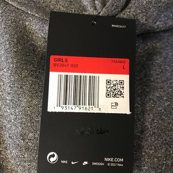 Nike Youth Girls LARGE (14/16) Therma Graphic Pullover Hoodie, Heather G… - Picture 4 of 4